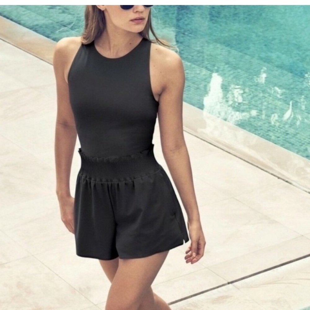 Athleta Cosmic Flutter Romper black size Medium NWOT